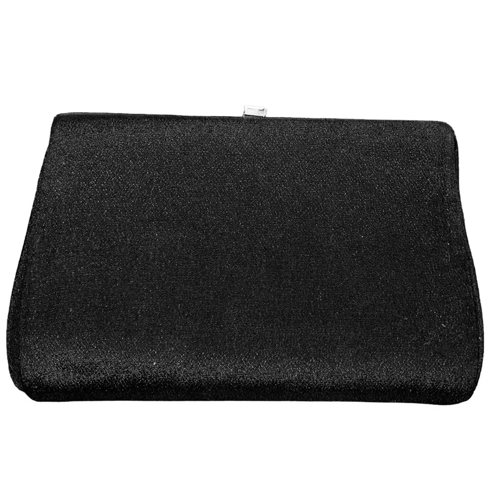 Vintage Evening Bag/Clutch Beaded Design Silver Tone Chain and Hardware Black